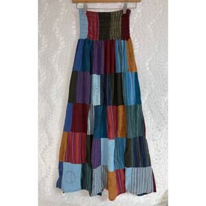 Kathmandu Imports Long Patchwork Peasant Skirt Multicolor Boho Hippie One Size**